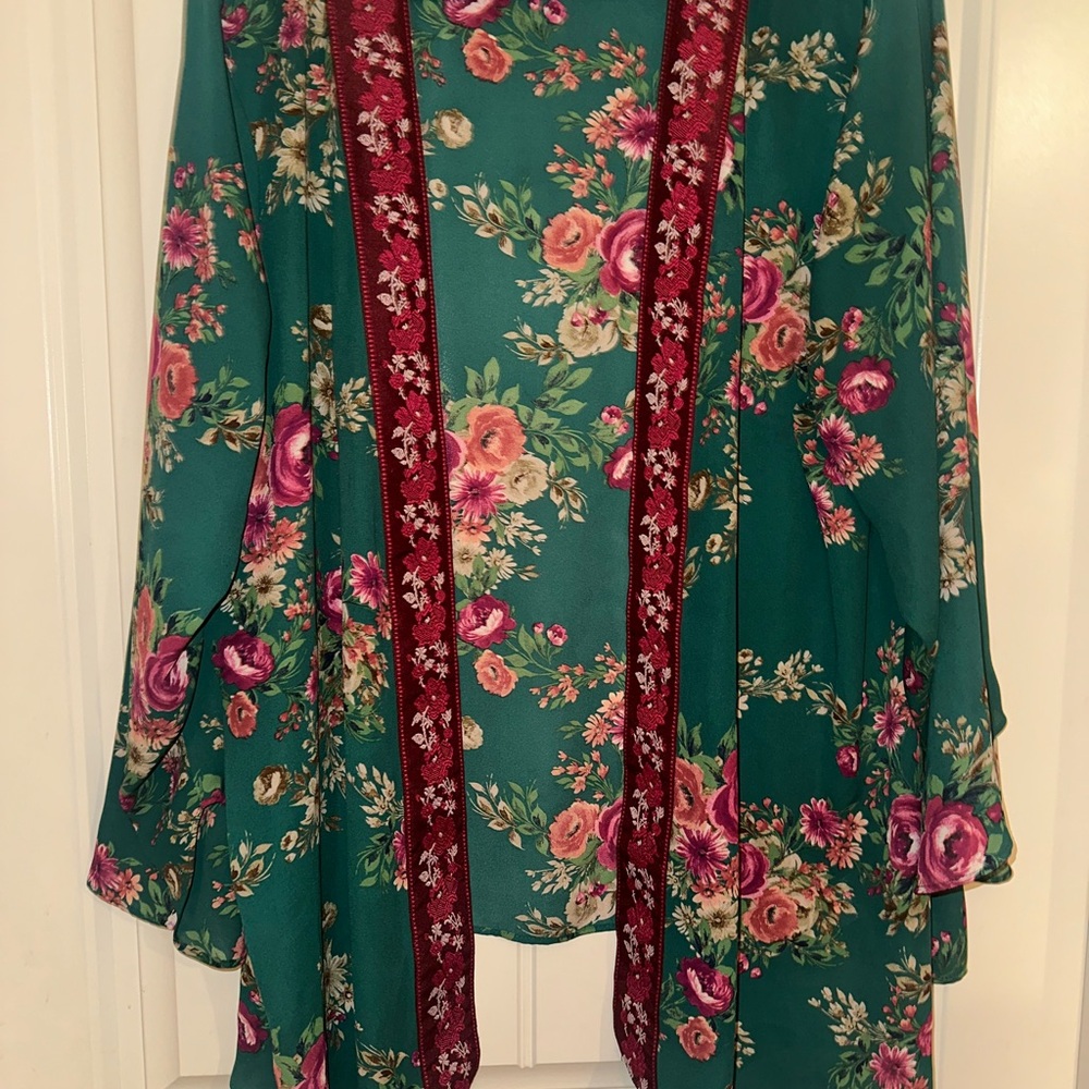The Pioneer Woman Teal Floral Kimono